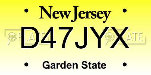 D47JYX New Jersey License Plate
