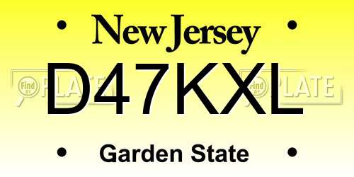 D47KXL New Jersey License Plate