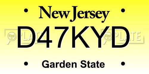 D47KYD New Jersey License Plate