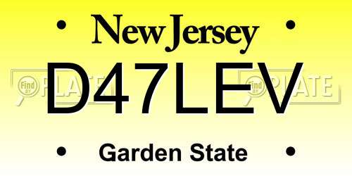 D47LEV New Jersey License Plate