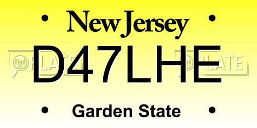 D47LHE New Jersey License Plate