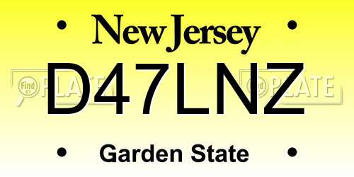 D47LNZ New Jersey License Plate