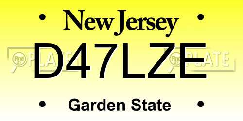 D47LZE New Jersey License Plate