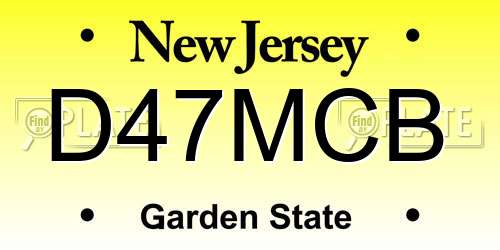D47MCB New Jersey License Plate