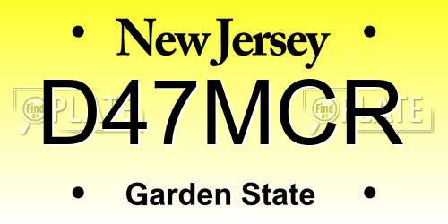D47MCR New Jersey License Plate