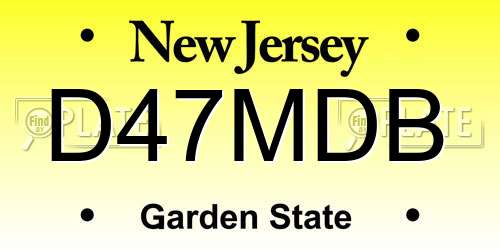 D47MDB New Jersey License Plate