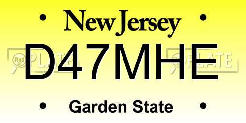 D47MHE New Jersey License Plate