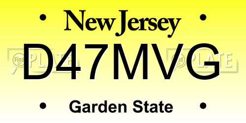 D47MVG New Jersey License Plate