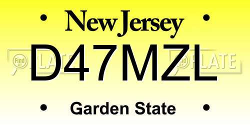 D47MZL New Jersey License Plate