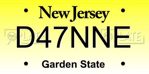 D47NNE New Jersey License Plate