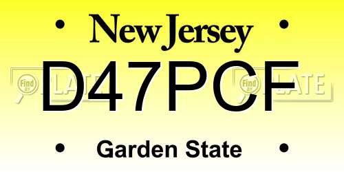 D47PCF New Jersey License Plate
