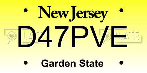 D47PVE New Jersey License Plate
