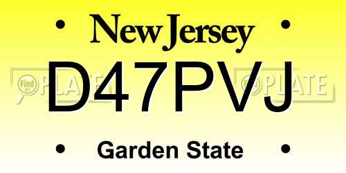 D47PVJ New Jersey License Plate