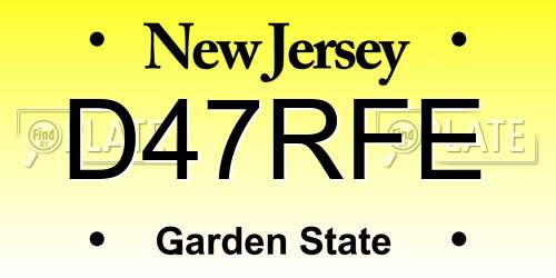 D47RFE New Jersey License Plate