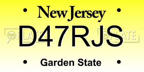 D47RJS New Jersey License Plate