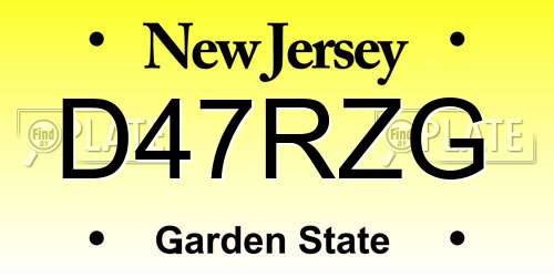 D47RZG New Jersey License Plate