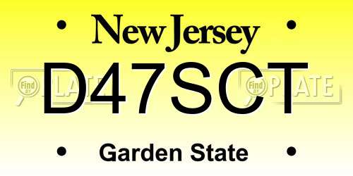 D47SCT New Jersey License Plate