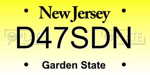 D47SDN New Jersey License Plate