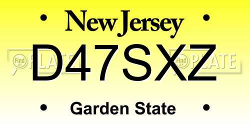 D47SXZ New Jersey License Plate