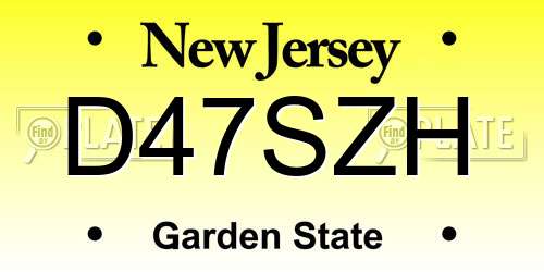 D47SZH New Jersey License Plate