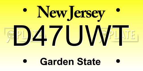 D47UWT New Jersey License Plate