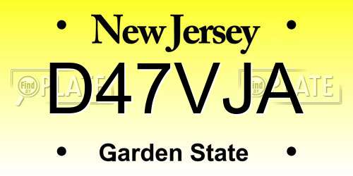 D47VJA New Jersey License Plate