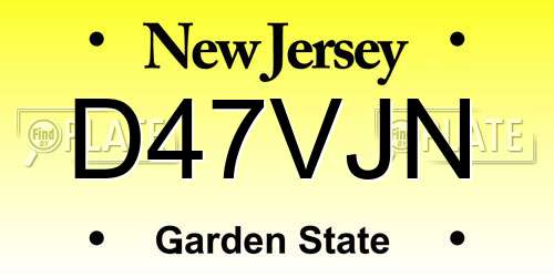 D47VJN New Jersey License Plate