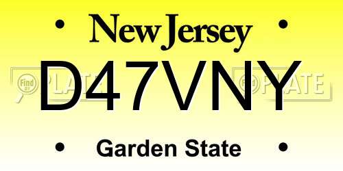 D47VNY New Jersey License Plate