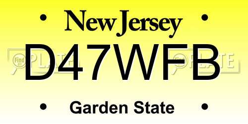 D47WFB New Jersey License Plate