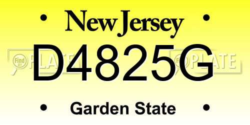 D4825G New Jersey License Plate
