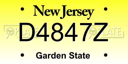 D4847Z New Jersey License Plate