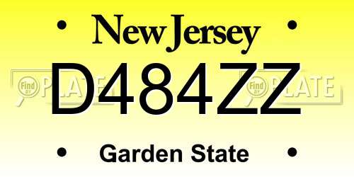 D484ZZ New Jersey License Plate