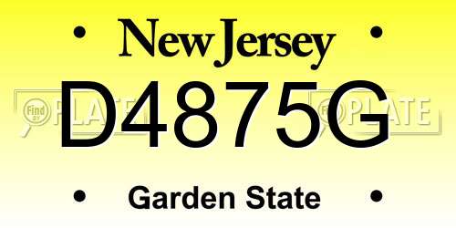 D4875G New Jersey License Plate