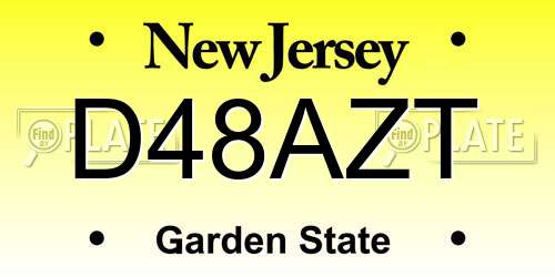 D48AZT New Jersey License Plate