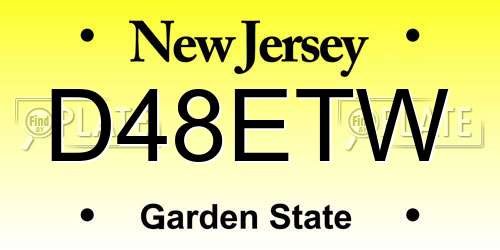 D48ETW New Jersey License Plate