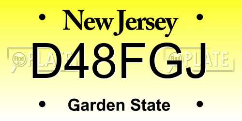 D48FGJ New Jersey License Plate