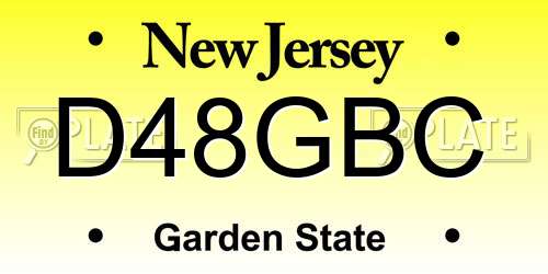D48GBC New Jersey License Plate