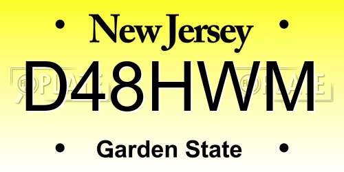 D48HWM New Jersey License Plate