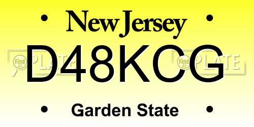 D48KCG New Jersey License Plate