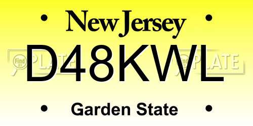 D48KWL New Jersey License Plate