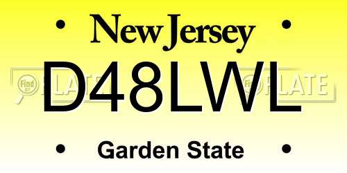 D48LWL New Jersey License Plate