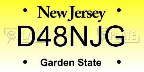 D48NJG New Jersey License Plate
