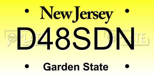 D48SDN New Jersey License Plate