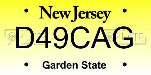 D49CAG New Jersey License Plate