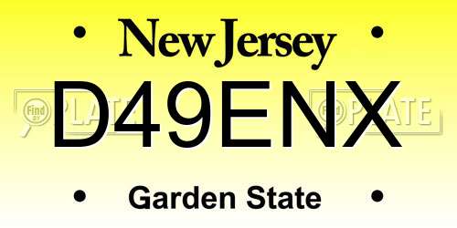 D49ENX New Jersey License Plate