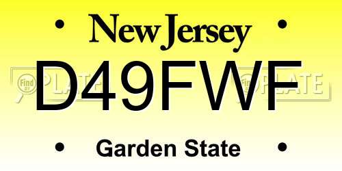 D49FWF New Jersey License Plate