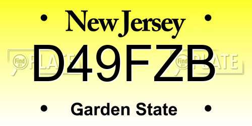 D49FZB New Jersey License Plate