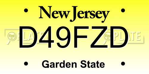 D49FZD New Jersey License Plate