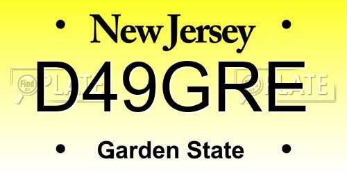 D49GRE New Jersey License Plate