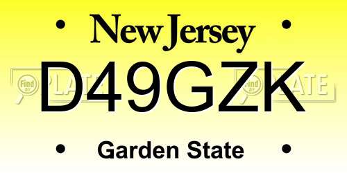 D49GZK New Jersey License Plate